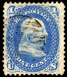 United States 1868 1c Benjamin Franklin Z Grill